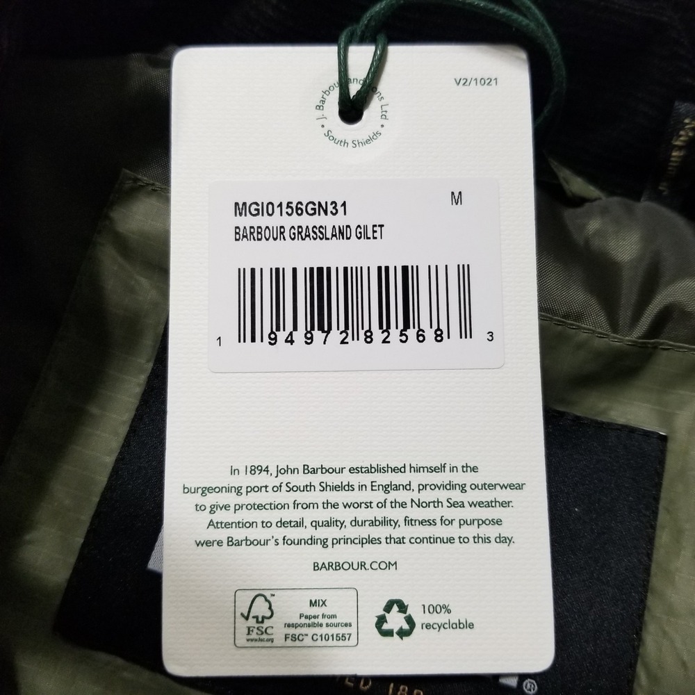 Barbour Grassland Baffle Quilted Gilet Vest Light Moss Green M L $280 - Picture 15 of 16